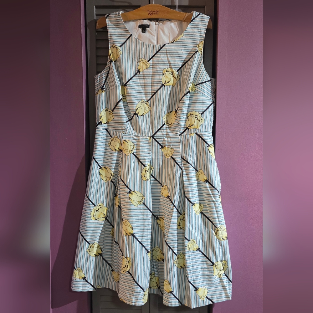 Talbots Striped Floral Sleeveless Dress